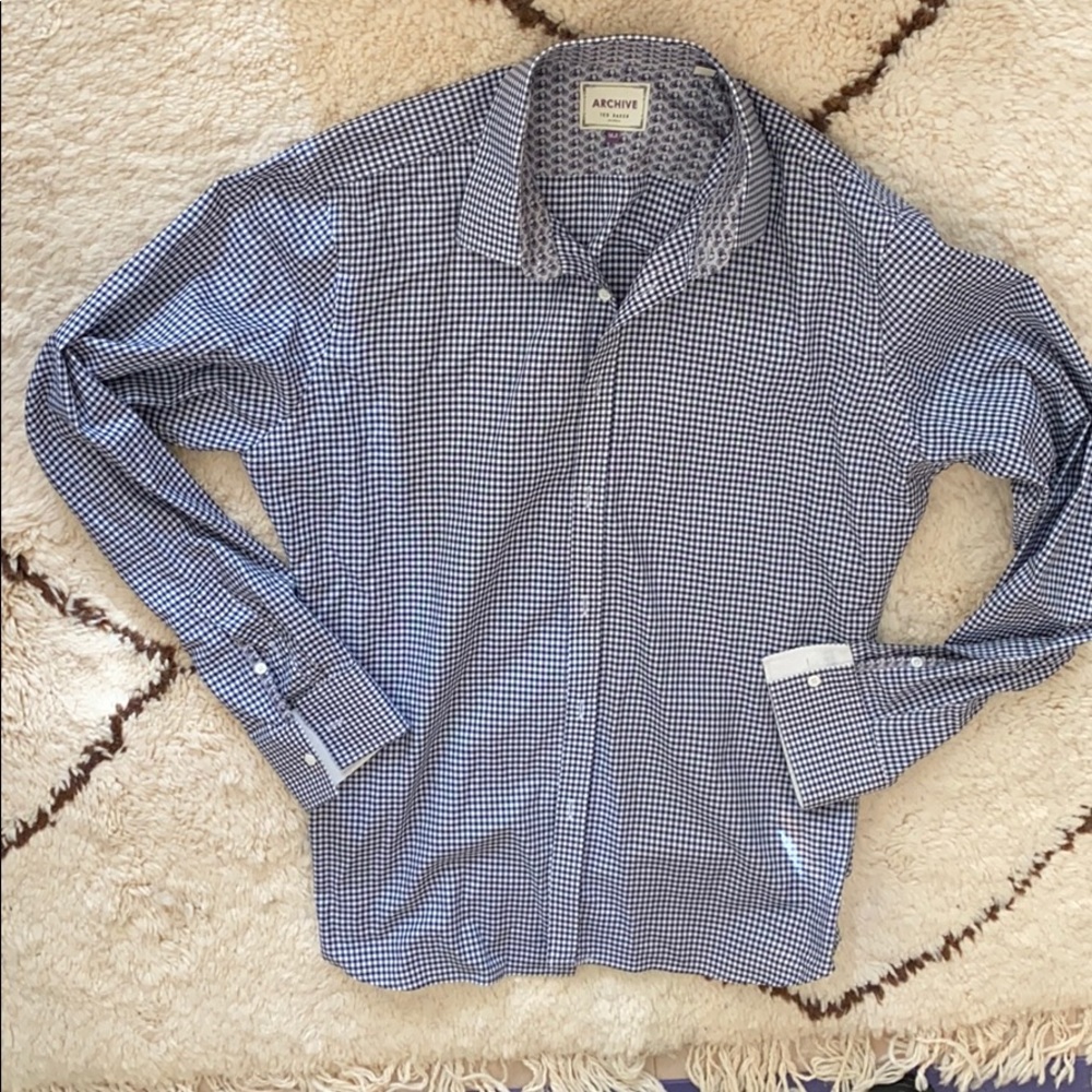 Archive Ted Baker London checkered dress shirt
